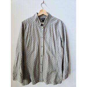 Bloomingdales Eileen Fisher Taupe Lightweight Cotton Quilted Barn Jacket Large